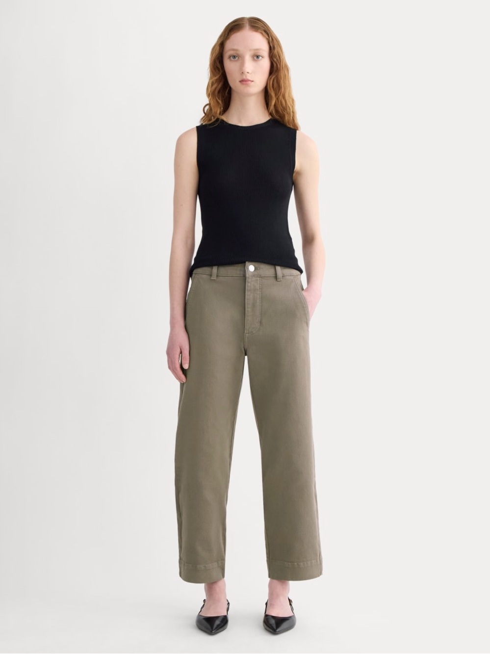 Everlane Utility Straight-Leg Pant Taupe Size 00 Regular NWOT Organic Cotton